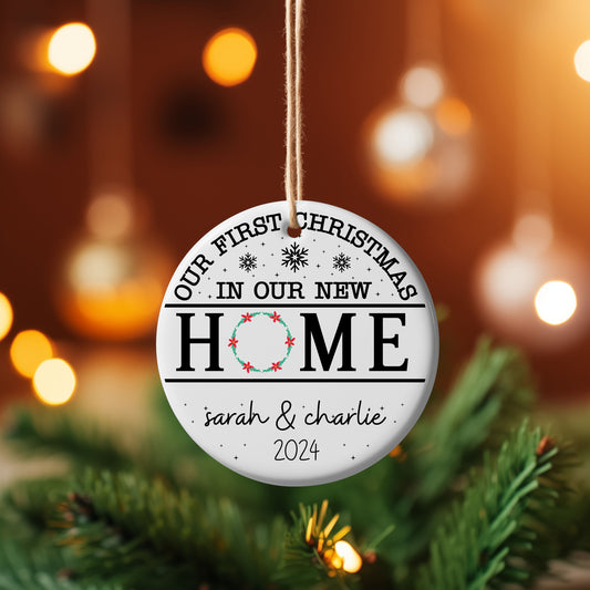 Our First Christmas in our new home Christmas Ceramic Ornaments for 2024 Christmas Gift Custom Your Best 2024 Christmas  Gift