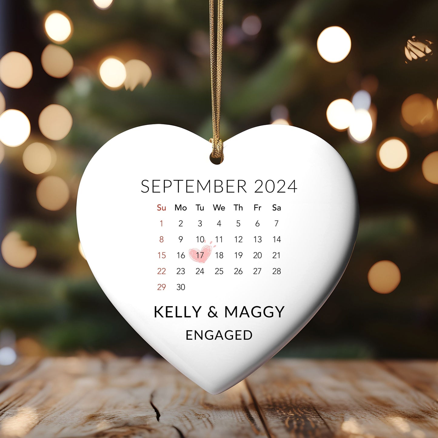 Personalized Engagement Announcement - Heart Ornament