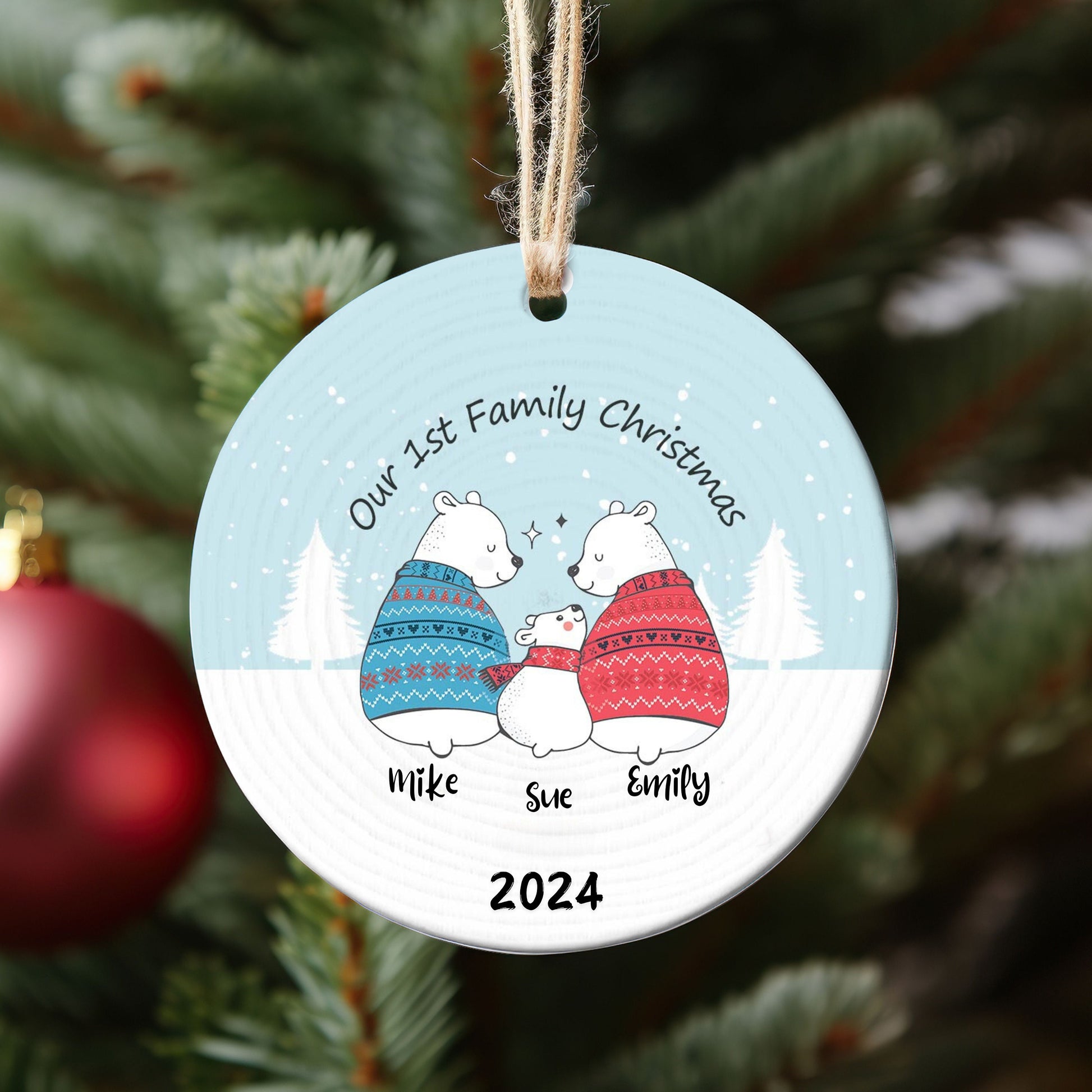 Family Christmas Ornament, 2024 Christmas Ornament, Baby Bear Ornament, Personalized Christmas Ornament, New Family Gift