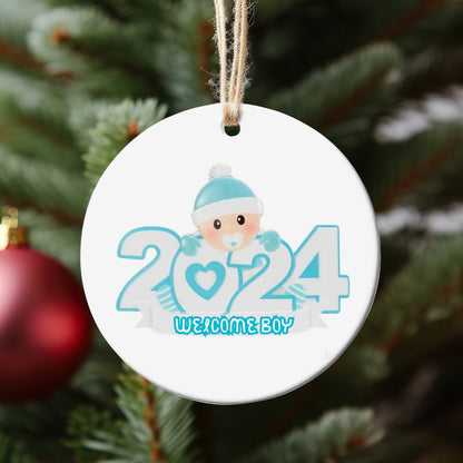 Baby Boy 2024 Ornament, Baby&#39;s First Christmas, Baby Keepsake, Blue Nursery Decor, Cute Baby Shower Gift, Newborn Gift, Newborn Christmas Image 3