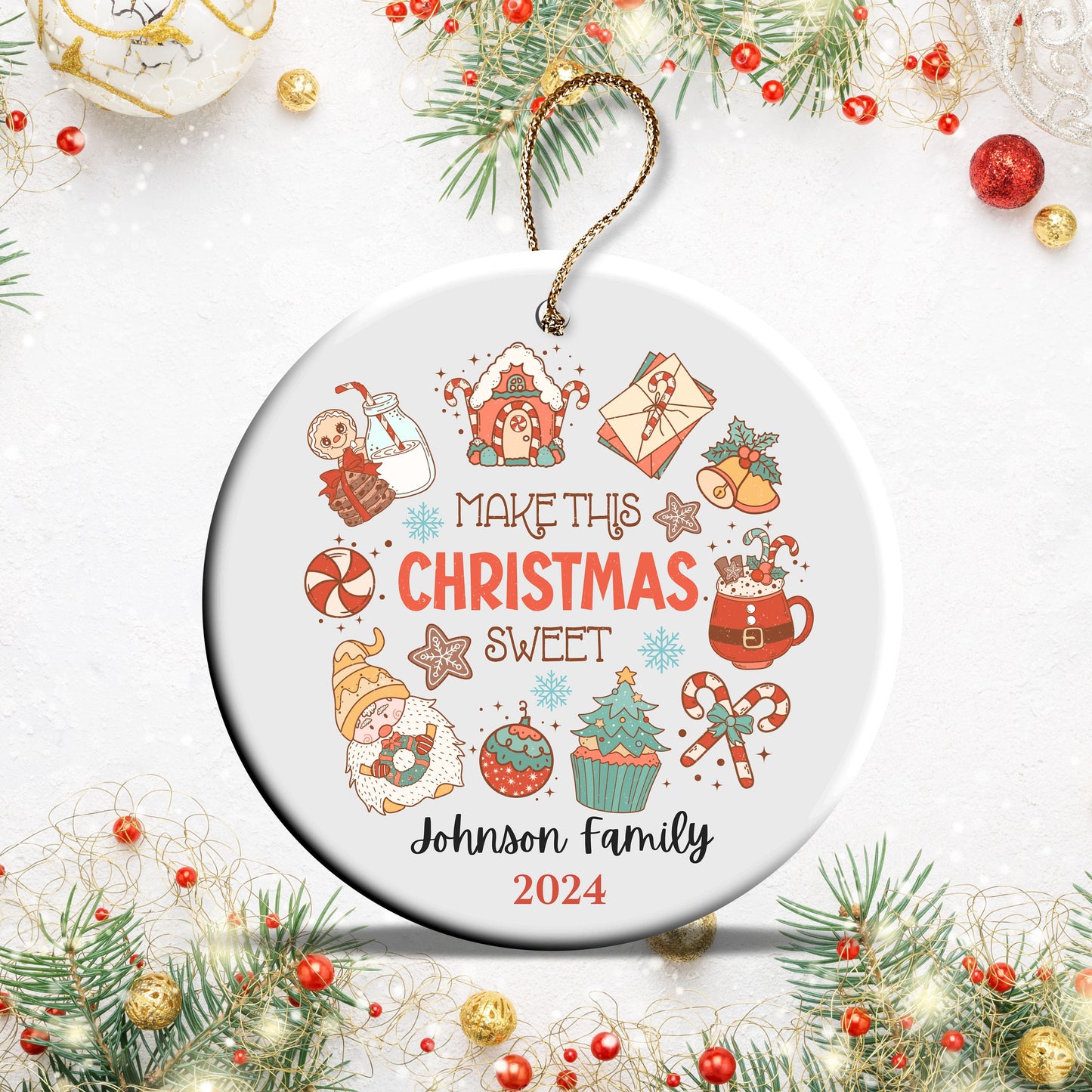 Personalized Family Christmas Ornament - Custom Family Keepsake - Family Ornament, New Family Christmas Gift 2024, Ceramic Keepsake