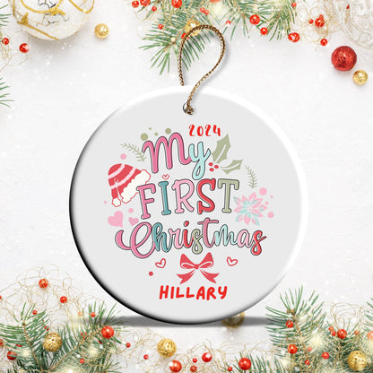 First Christmas Baby Ornament Gift | Personalized Ceramic Christmas Ornament | Holiday Keepsake Ornament | Baby&#39;s first Christmas