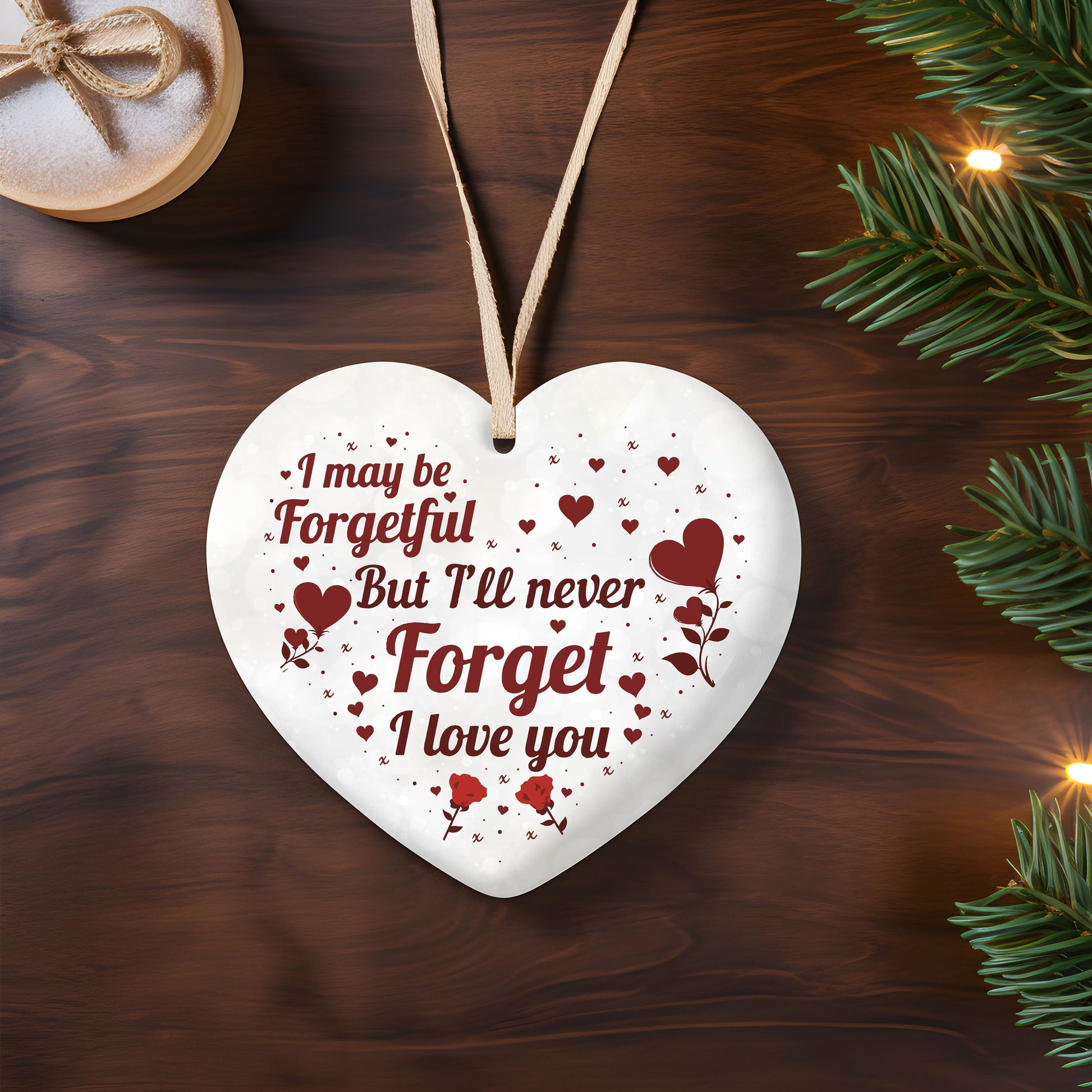 Special Anniversary Valentines Sign Love, Heart Ornament, Never Forget You, Thank You Gift, I love You, Remembrance Ceramic Ornament