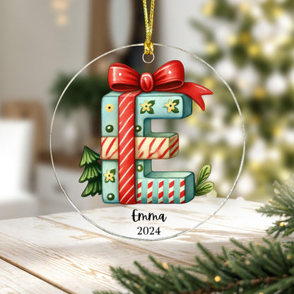 Alphabet Letter Ornament, Personalized Initial Decoration, Monogram Christmas Ornament, Holiday Gift, Custom Tree Decor