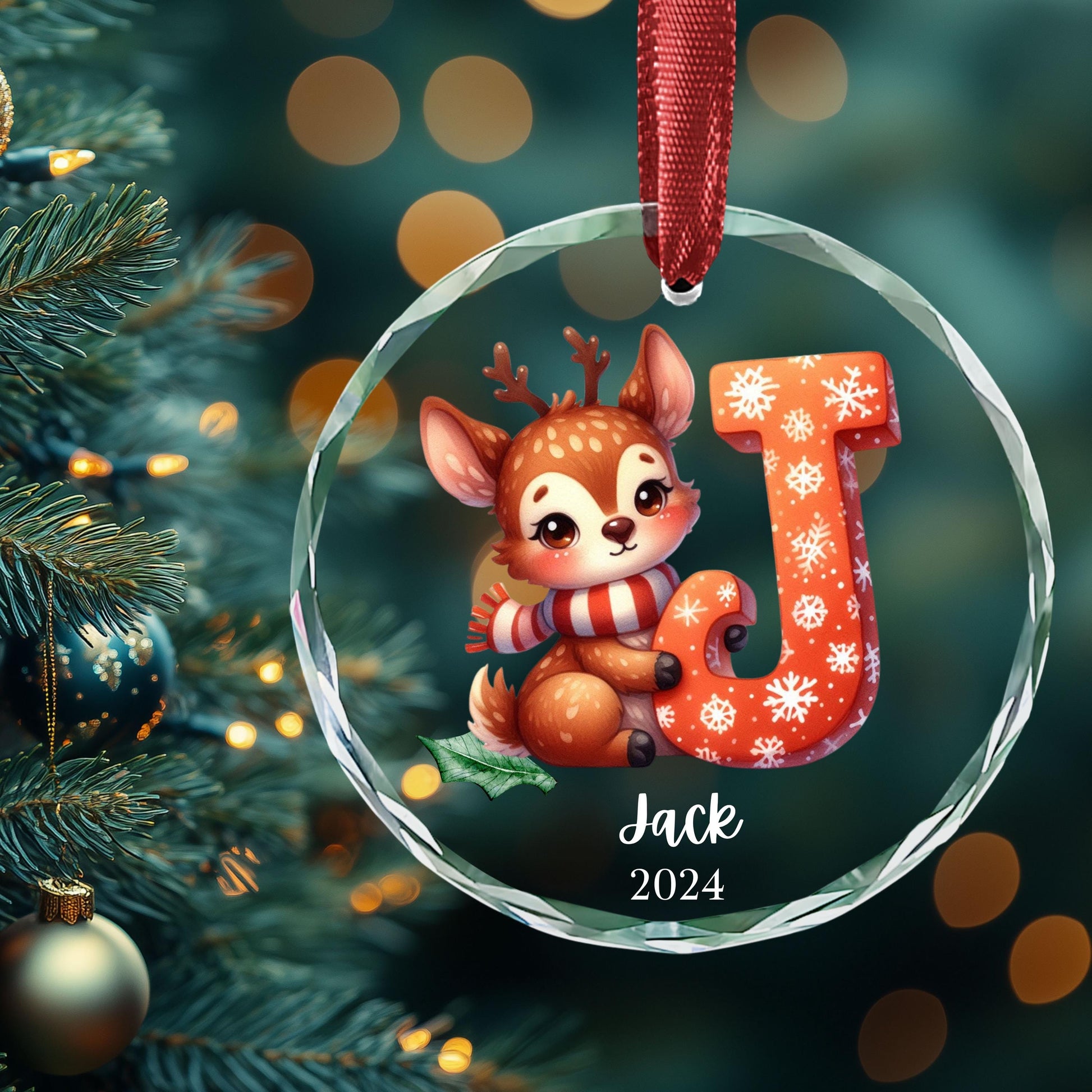 Letter Name Ornament - Christmas gift - Initial Ornament - 2024 Family Ornament - Personalized Family Keepsake - Monogram Ornament