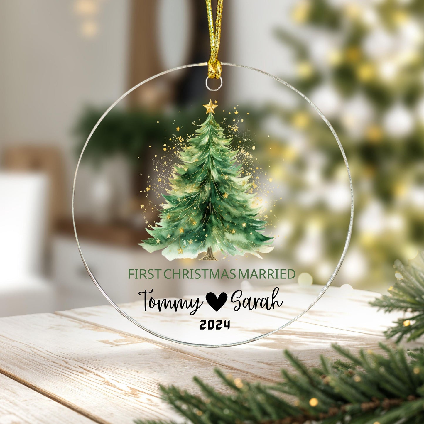 First Christmas as Mr and Mrs, Personalized Wedding Ornament 2024, Newlywed Gift, First Married Christmas Keepsake, Wedding Holiday Ornament