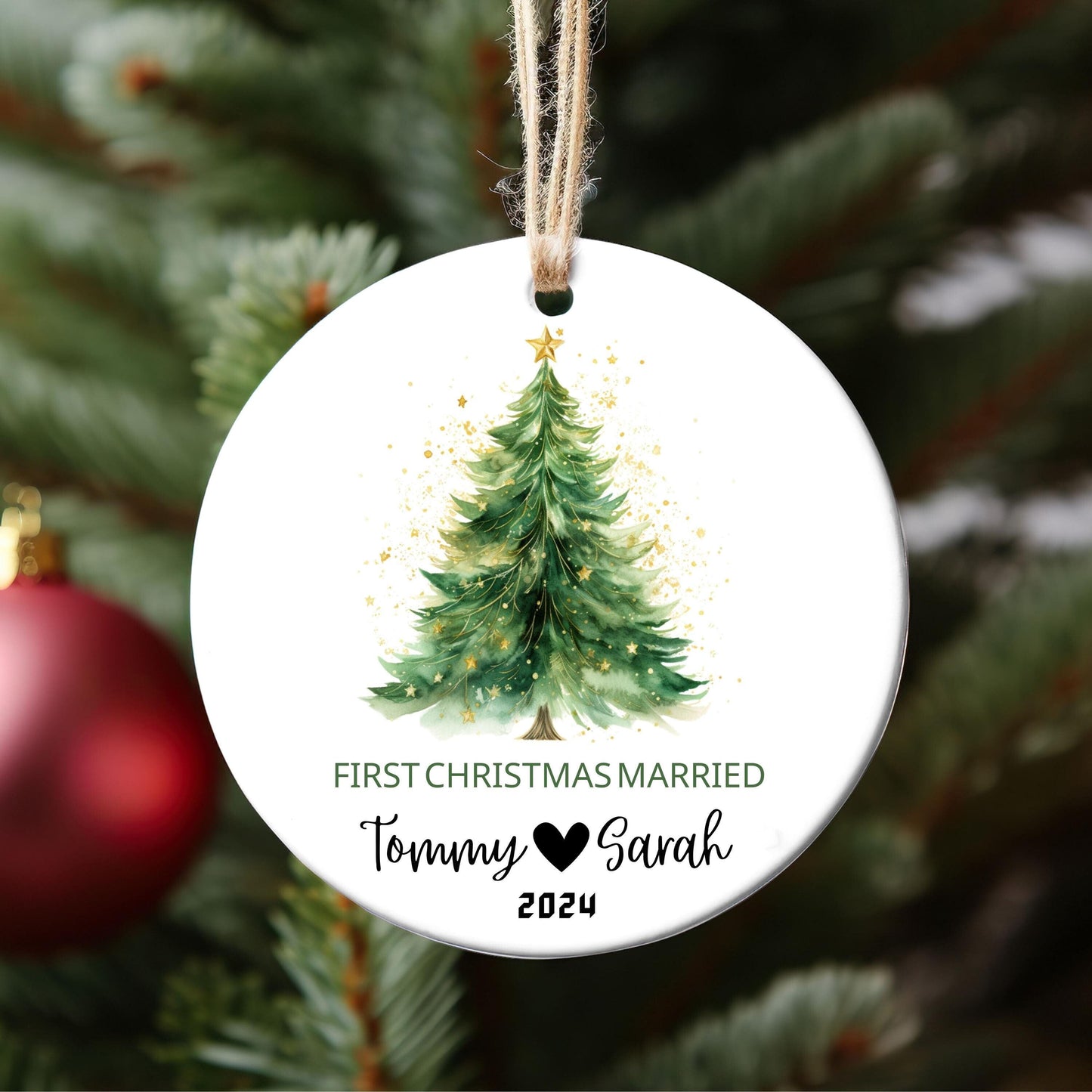 First Christmas as Mr and Mrs, Personalized Wedding Ornament 2024, Newlywed Gift, First Married Christmas Keepsake, Wedding Holiday Ornament