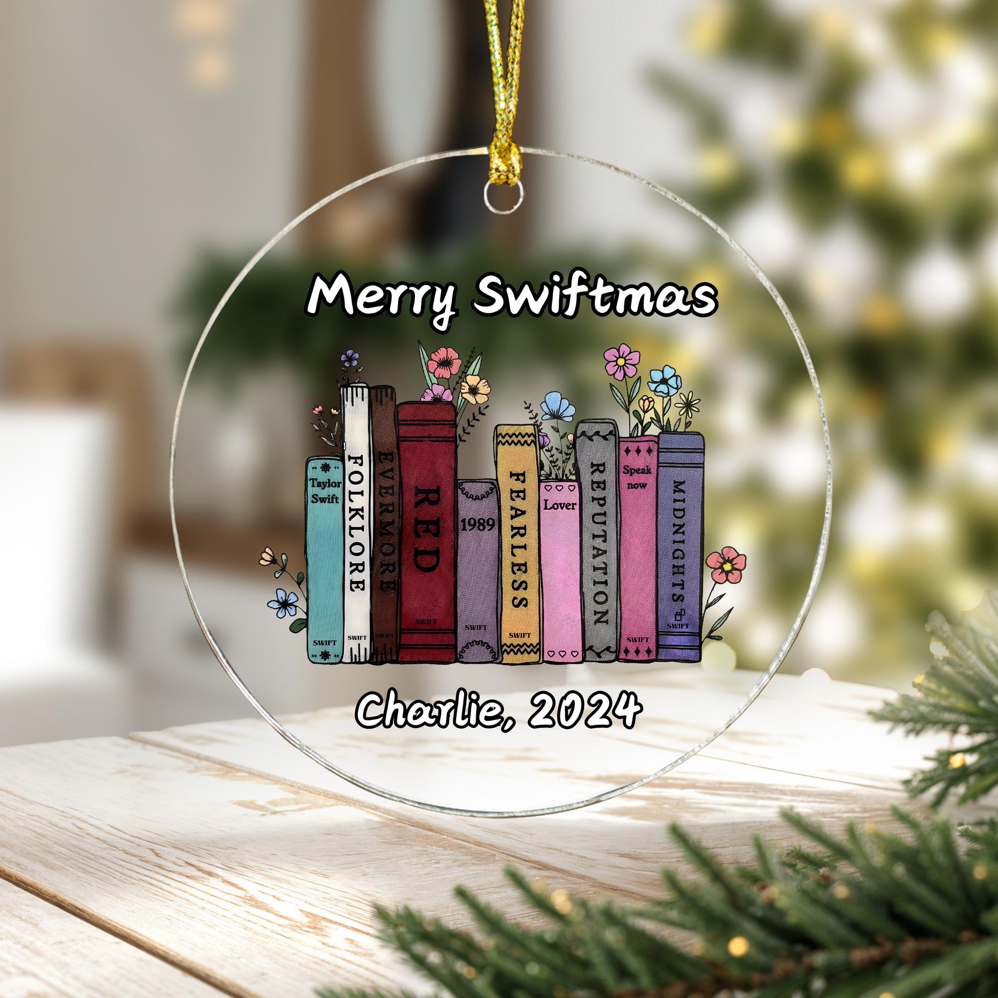 Merry Swiftmas 2024, Personalized Swiftmas Gift, Swiftie Christmas Ornament, Albums as Books Ornament, Swiftie Personalized Ornament, Taylor swift