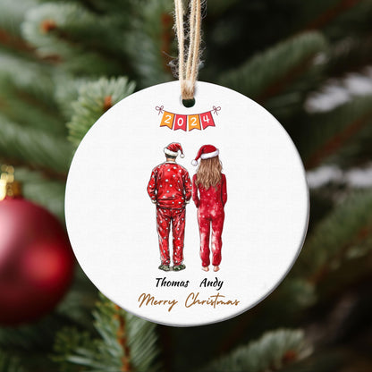 Family Members Pajamas Christmas Ornament, Custom Family Gift, Personalized Holiday Decoration, Tree Ornament, Xmas, Family of 2, 3, 4