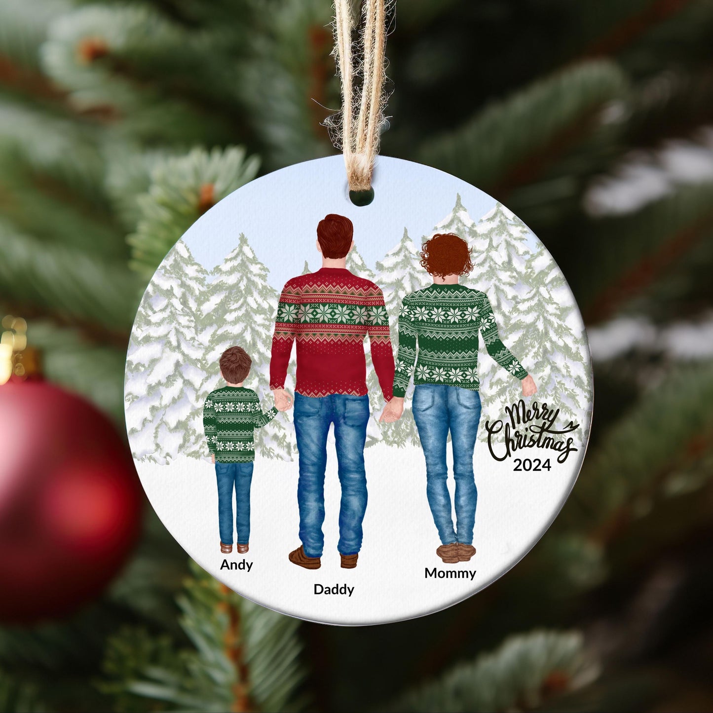 Family Christmas Ornament, Family Members Hand in Hand Christmas Ornament, Holiday Tree Decor, Family Gift, Christmas Gift