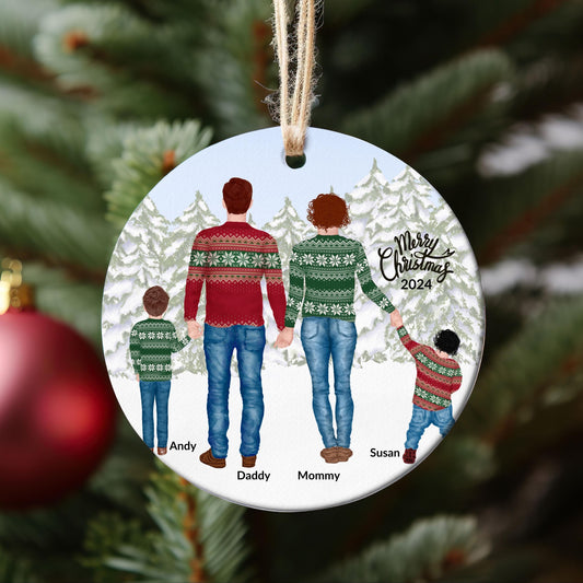 Family Christmas Ornament, Family Members Hand in Hand Christmas Ornament, Holiday Tree Decor, Family Gift, Christmas Gift