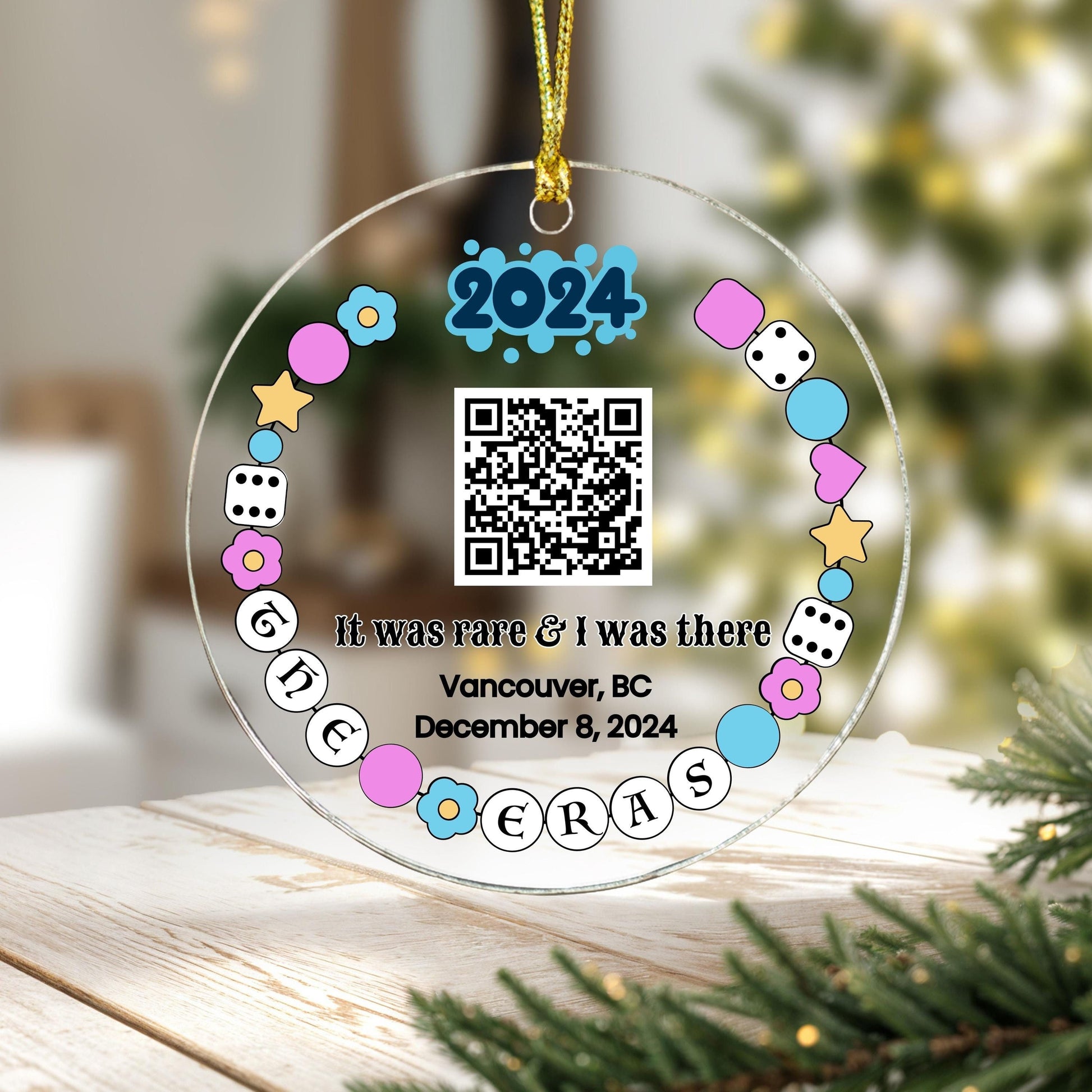 Custom Eras Ornament With QR Code | It Was Rare I Was There | Swiftie 2024 Christmas Ornament | Christmas Tour Ornament | Christmas Decor