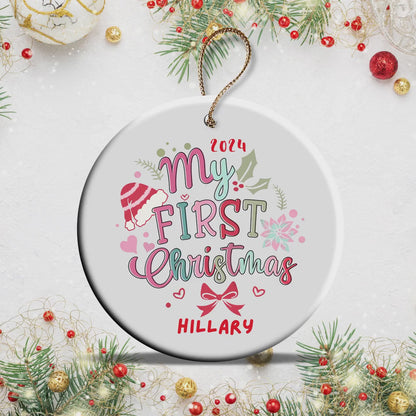 First Christmas Baby Ornament Gift | Personalized Ceramic Christmas Ornament | Holiday Keepsake Ornament | Baby's first Christmas