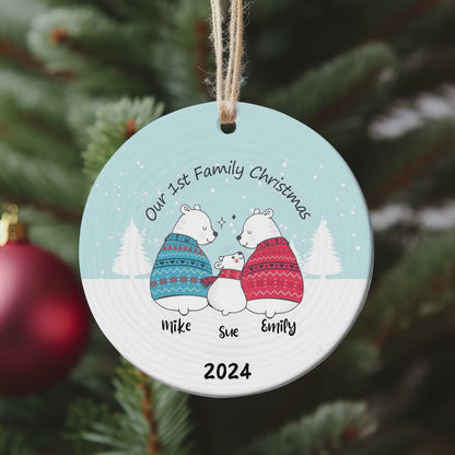 Family Christmas Ornament, 2024 Christmas Ornament, Baby Bear Ornament, Personalized Christmas Ornament, New Family Gift