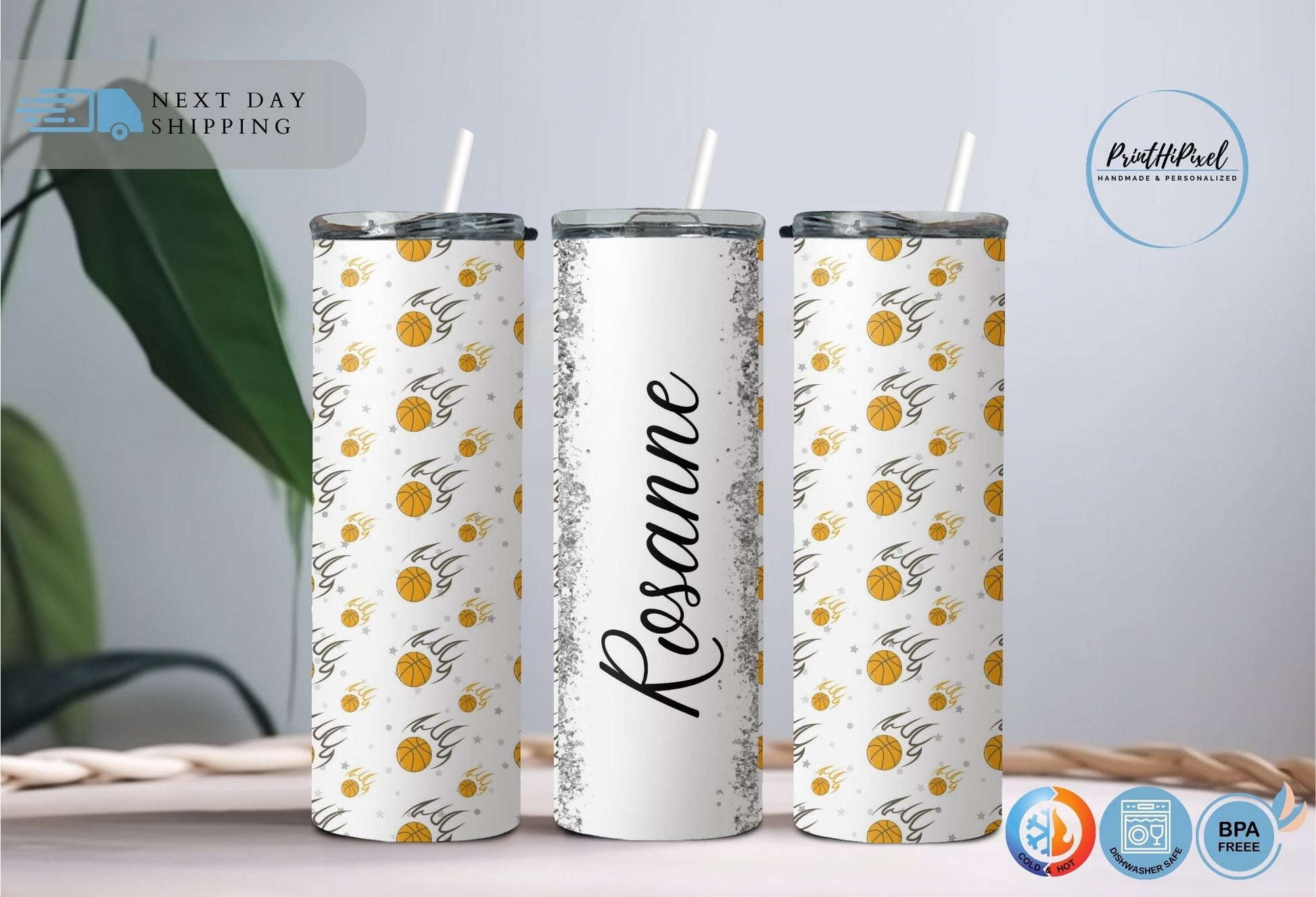 Personalized Name Basketball Tumbler, Custom Basketball Coach Tumbler, Basketball Mom Glitter Tumbler, Basketball Award, Sports Tumbler