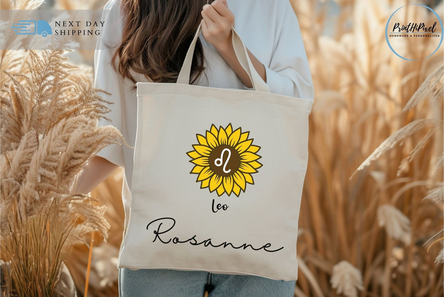 Personalized Name Canvas Tote Bags, Custom Zodiac Sign Tote Bag, Floral Tote Bag, Zodiac Tote, Tote Bag Aesthetic, Shoulder Bag, Aries Gifts