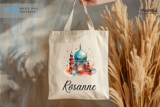 Personalized Name Canvas Tote Bags, Custom Ramadan Kareem Tote Bag, Ramadan Mubarak, Ramadan Gifts, Tote Bag Aesthetic, Shoulder Bag