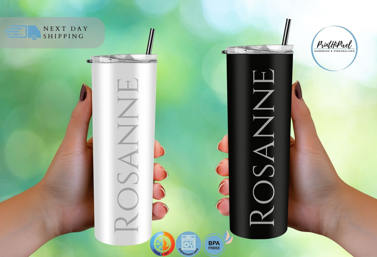 Personalized Name Tumbler with Straw and Lid, Custom Laser Engraved Bridesmaid Proposal Gift, Bridesmaid Gifts, Bachelorette Party