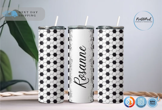 Personalized Name Soccer Tumbler, Custom Soccer Coach Gift Tumbler, Soccer Mom Glitter Tumbler, Soccer Jersey Tumbler, Sports Tumbler