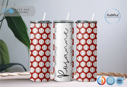 Personalized Name Baseball Tumbler, Custom Baseball Coach Gift Tumbler, Baseball Mom Glitter Tumbler, Baseball Jersey Tumbler,Sports Tumbler